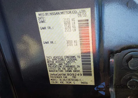 2011 Nissan Maxima 3.5 Sv z USA, uszkodzony, nr VIN 1N4AA5AP3BC809249